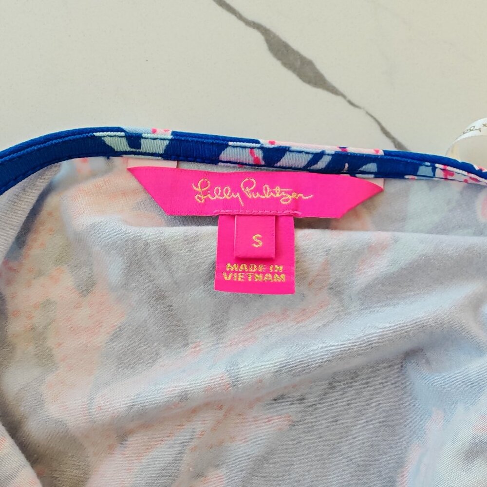 Lilly Pulitzer Coral Reef Print Skort Romper Dress Blue Pink Size S Built-In Sho - Picture 8 of 11